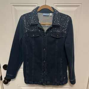 Dream Jeanne’s by Quacker Factory Studded Dark Blue Jean Jacket